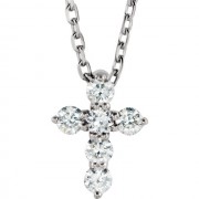 Sterling Silver 6th CTW Diamond Cross Necklace_Stuller