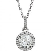 14K White Created White Sapphire Diamond Necklace