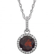 14K White Mozambique Garnet and Diamond Necklace