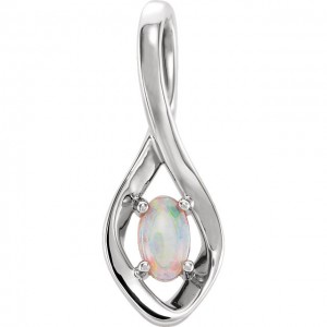 14K White opal