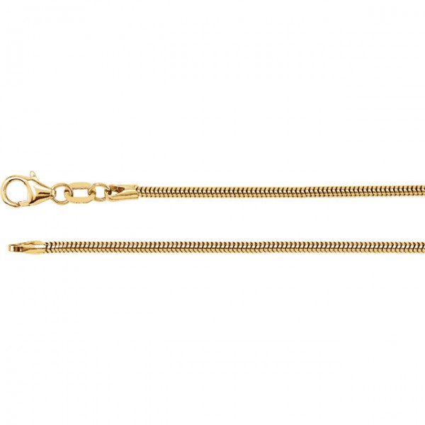 14K Yellow 1.5mm Solid Round Snake Chain