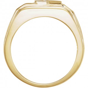 14K Yellow Men's Onyx and Diamond Ring-2