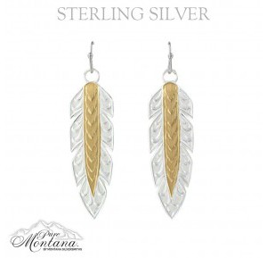Pure Montana Golden Hawk Feather Dangle Earrings