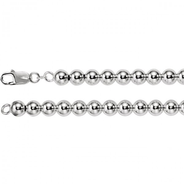 Sterling Silver 8mm Hollow Bead 18 Chain