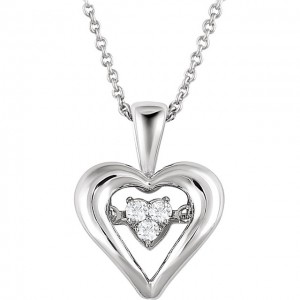 Sterling Silver 1 Tenth CTW Diamond Heart Necklace