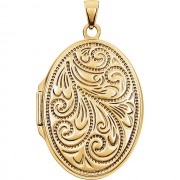 14K Yellow Gold-Plated Sterling Silver Oval Locket