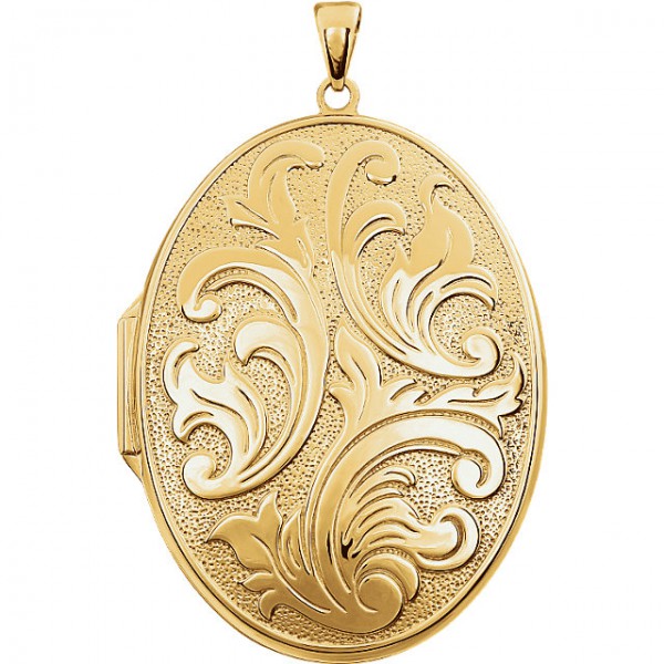 14K Yellow Gold-Plated Sterling Silver Oval Locket-20-P
