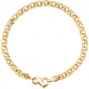 14K Yellow Solid Double Link Charm Bracelet