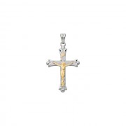 Crucifix Pendant Sterling Silver & 14K Yellow