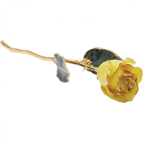 Lacquered Yellow Rose With Gold Trim-1