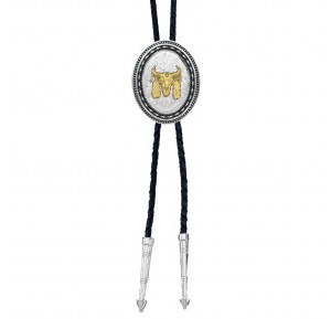 New Traditions Stars and Barbed Wire Bailiwick Bolo Tie with Ceremonial Skull