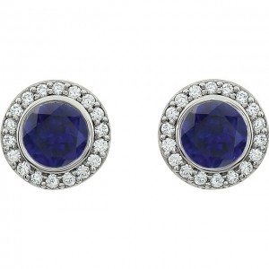 Sterling Silver Dark Blue Cubic Zirconia Earrings