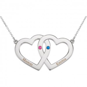 Sterling Silver Engravable Family Heart Necklace