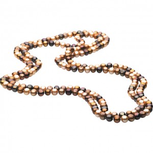 Freshwater Cultured Dyed Chocolate Pearl Rope Necklace-2