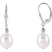 Sterling Silver 9-9.5mm Freshwater Cultured Pearl Earrings