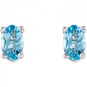 14K White Aquamarine Earrings 2