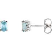 14K White Blue Zircon Earrings