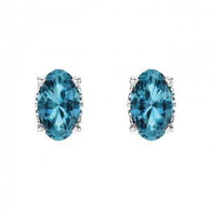 14K White Blue Zircon Earrings 2