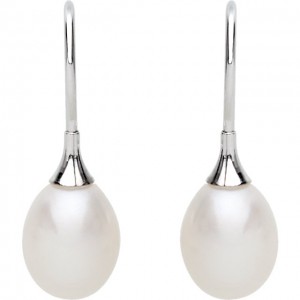 14K White Freshwater Cultured Pearl Earrings-2