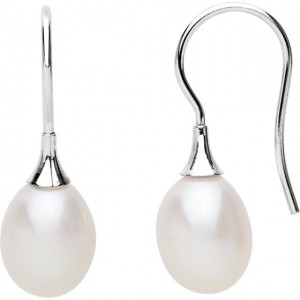 14K White Freshwater Cultured Pearl Earrings