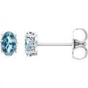 14K White Sky Blue Topaz Earrings