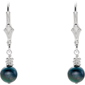 Sterling Silver 5.5-6mm Freshwater Cultured Grey Pearl Lever Back Earrings-2