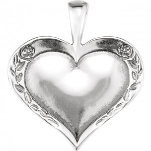 Sterling Silver Heartprint Rose Pendant