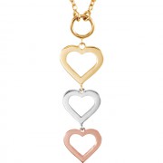 14K Rose, Yellow White Heart 18Necklace