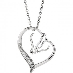 Sterling Silver .03 CTW Diamond Tender Voices Horse Silhouette 18 Necklace