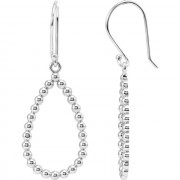 Sterling Silver 35.75x13.5mm Beaded Teardrop Earrings