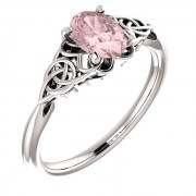 14K White Morganite Celtic-Inspired Ring