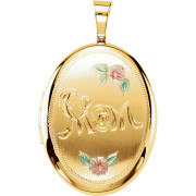 14K Yellow 20.75x19.25mm Child & Mother Heart Locket -2