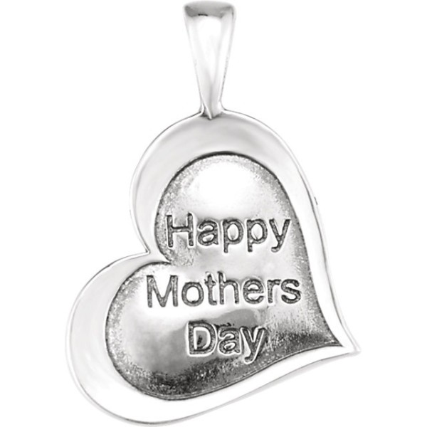 Sterling Silver Heartprint Happy Mothers Day Pendant
