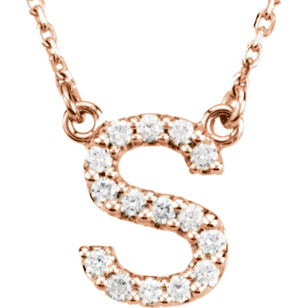 14K Rose Letter S CTW Diamond 16 Necklace