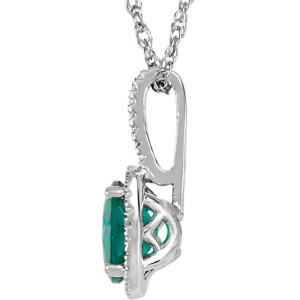 Sterling Silver 7mm Lab-Grown Emerald