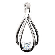 14K White .25 CTW Diamond Teardrop Pendant