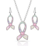 Pink Opal Ribbon Jewelry Set