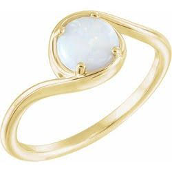 14K Yellow Natural White Opal Bypass Ring