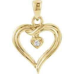 0K Yellow 1.7 mm Round Accented Heart